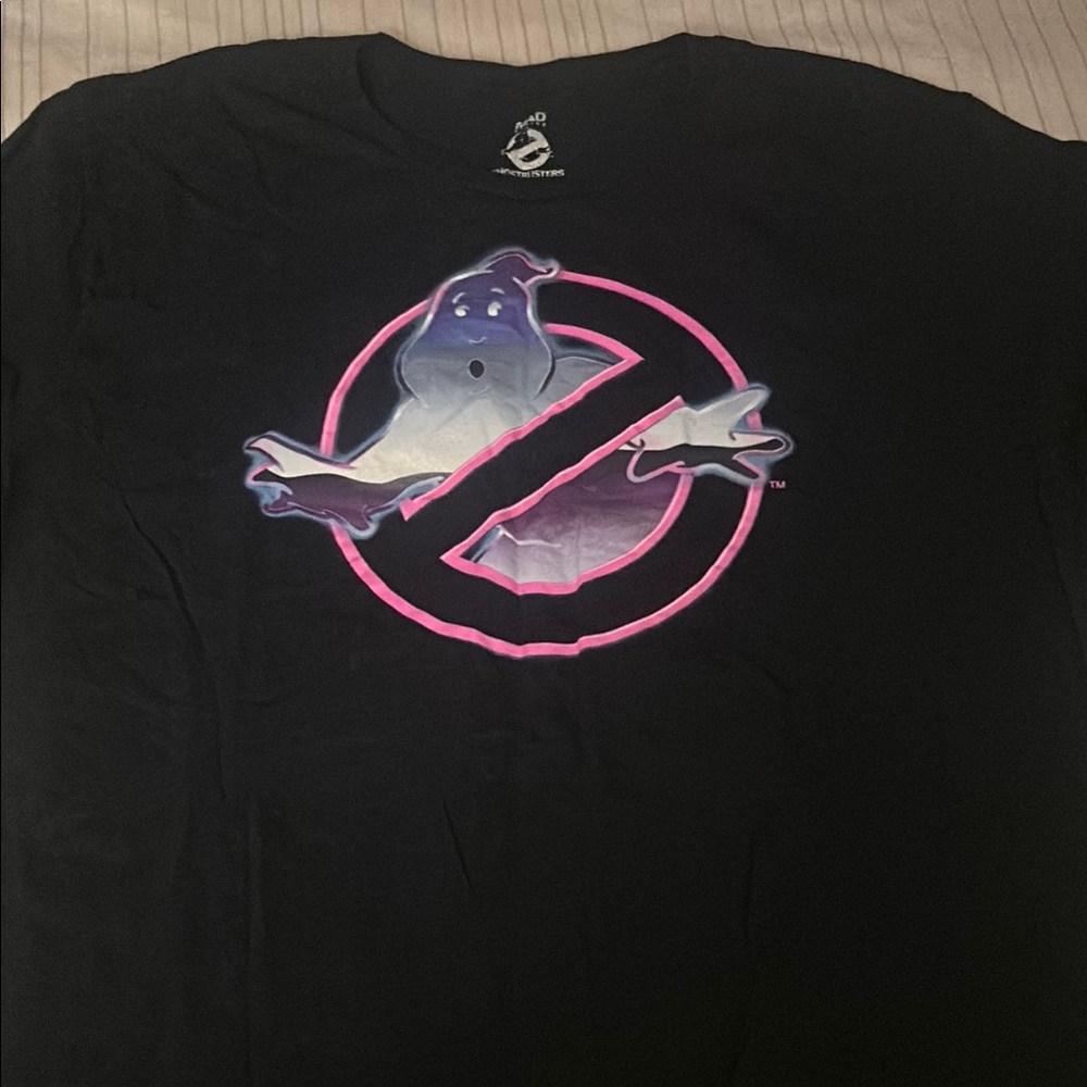 Ghostbusters Black T-Shirt with Pink Logo
